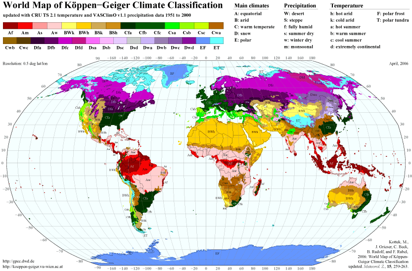 Klimaklassifikation von Köppen. Aus: KOTTEK et al. 2006:o.S.